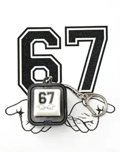67 Sound Press Keychain, Rechargeable Daily Carry Pendant, Light-up Toy, Gift for Kids and Adults