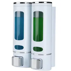 Shower soap Dispenser, Shampoo and Conditioner Dispenser, Shampoo Dispensers for Shower Wall Mounted, soap/Shower Separator 2 Chamber White, Hotel Bathroom, Home, Shopping mall Bathroom Automatic Pump Lotion