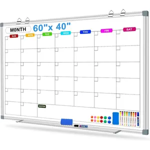 Big  Whiteboard for Wall Calendar Dry Erase Board 60 X 40 Inch, Monthly Dry Erase Board Calendar Whiteboard for Wall Mounted, Dry Erase Boards for Wall Planning Board Bulletin Board