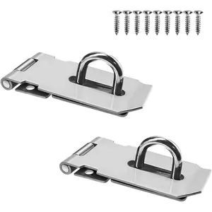 2Pcs Stainless Steel Gate Lock Hasp, Safety Packlock Clasp Lock Set for Doors, Cabinets, Closets and More (3inch-Silver)