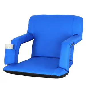 SUPERDEAL Water-Resistant Stadium Seat with Cup Holder 9 Tiltable Positions, Blue
