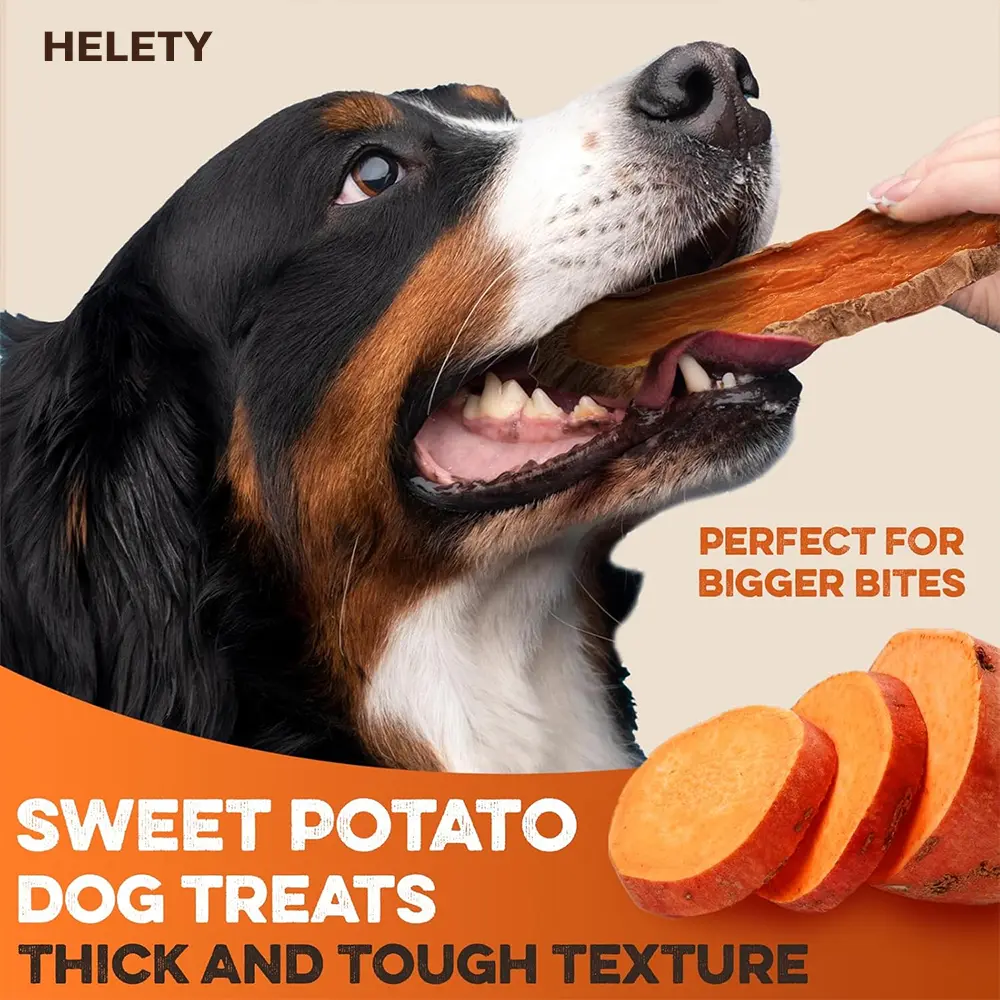 HELETY Sweet Potato Dog Treats, Dried Sweet Potato Slices for Dogs, Grain-Free Pet Snacks, Limited Ingredient Chewy Dog Treats, Daily Rewards for Small Medium And Large Dogs