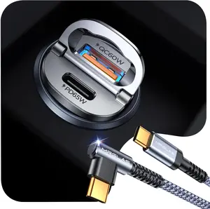125W Fast Car-Mounted Charger for iPhone 17/16, USB-C Cigarette Lighter Adapter with Type-C Cable, PD65W & QC65W, Flush Fit, All Metal, Compatible with Samsung S26/S25 Ultra Pixel 10, Car-Mounted Chargers
