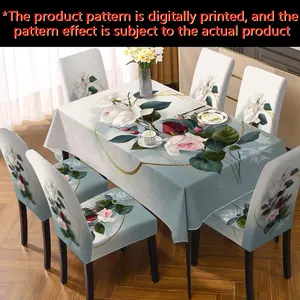（JIT Enabled） Festival Print Tablecloth & Chair Cover Set, Removable & Washable, All-Season Festive Decor, Perfect for Festivals, Ideal for Home Dining Room, Living Room, Kitchen, Household Use, Gifts & Party Decorations (2D flat)
