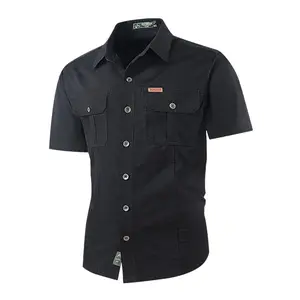 Men’s Summer Short-Sleeve Shirt — a lightweight, breathable solid-color button-up casual shirt, perfect for beach vacations, pool parties, and everyday casual occasions; an ideal choice as a beach gift.