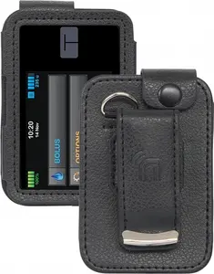 Case for Tandem t:Slim X2 Insulin Pump, Form-Fit Cover [Built-In Screen Protection] and [Rotating Metal Belt Clip] - Black Vegan Leather