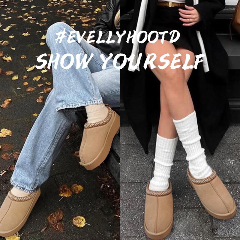 EVELLYHOOTD Women's Braided Leather Outdoor Suede Slippers Mini Platform Boots with Fluffy Fur Lining Short Ankle Boots for Autumn Winter Warm Walking Shoes EVELLYHOOTD Women's Braided Leather Outdoor Suede Slippers Mini Platform Boots with Fluffy Fur Lining Short Ankle Boots for Autumn Winter Warm Walking Shoes