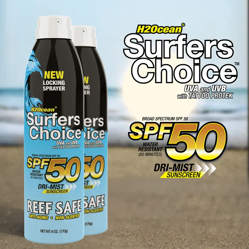 H2Ocean Surfer's Choice SPF50 H2Ocean Broad Spectrum SPF 50 Water-Resistant Reef Safe Sunscreen with Tattoo Protection 6oz