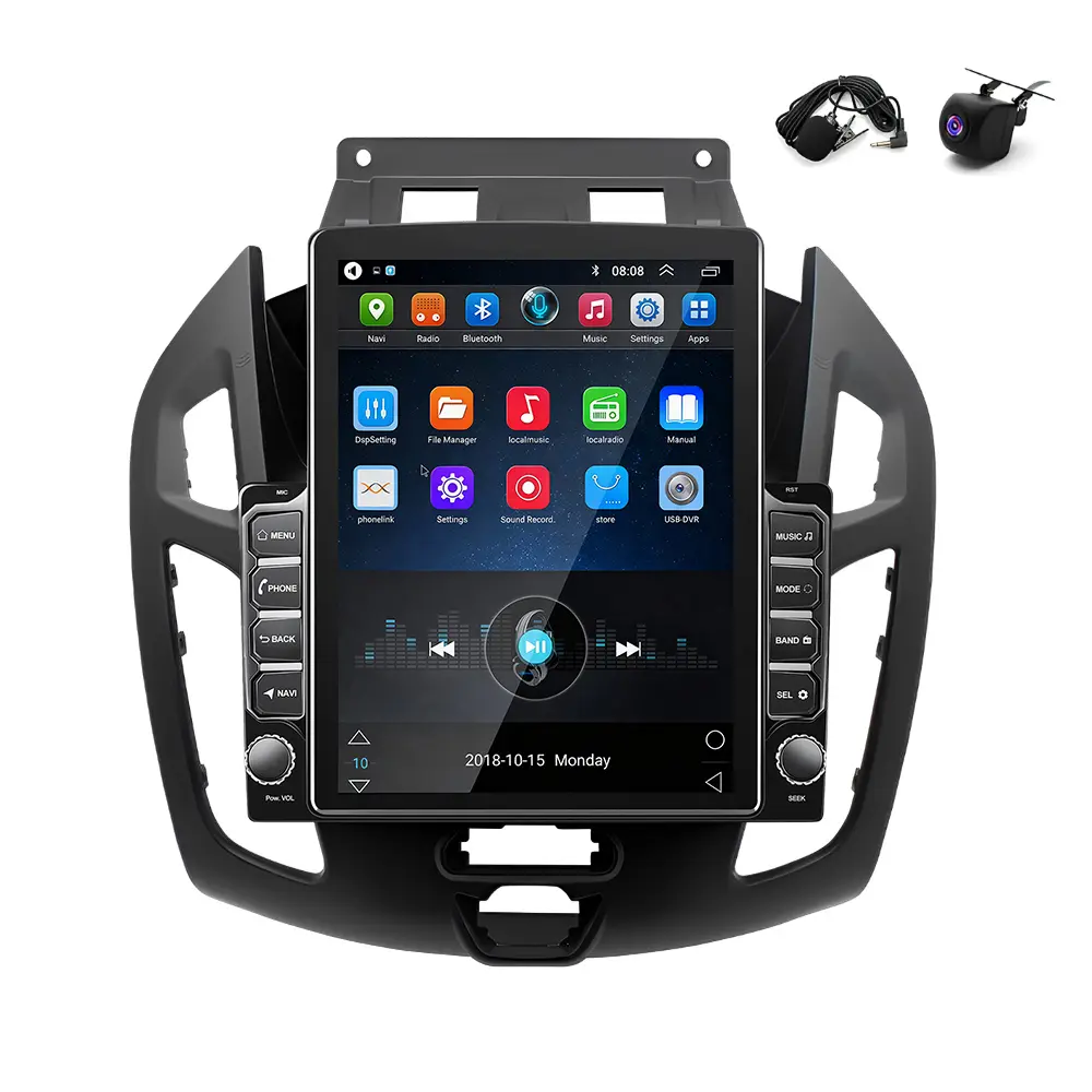 Android 15 Car Stereo GPS Navigation 4+64G for Ford Transit 2014-2018 Fit for Carplay Android Auto 9.7in Car Radio Head Unit with Bluetooth FM/RDS WiFi SWC Mirror Link Split Screen + AHD Backup Camera/Microphone