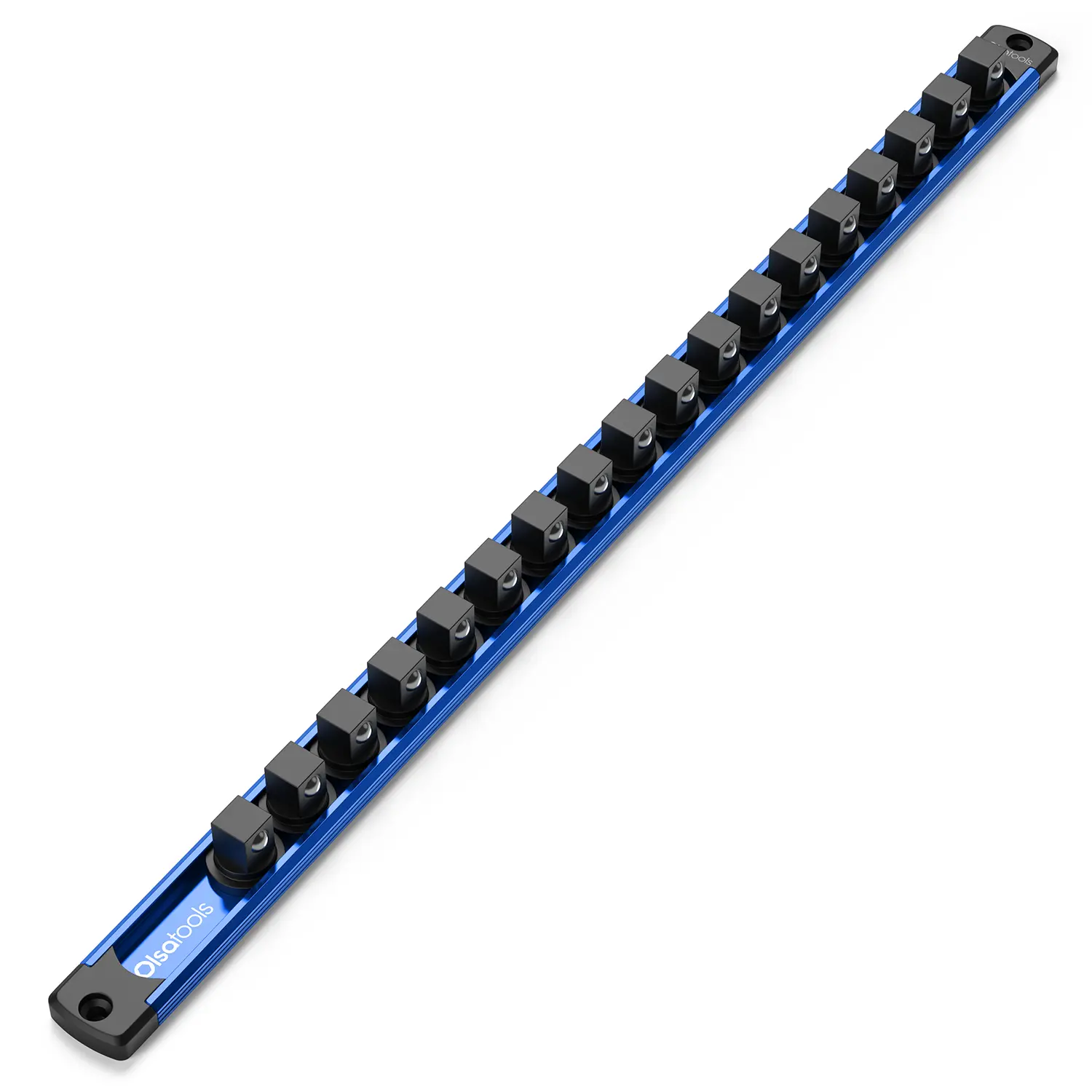 Olsa Tools Magnetic Aluminum Socket Rails - Socket Organizers with 360° Swivel Clips - 1/4", 3/8" or 1/2" Drive - Tool Storage Rails