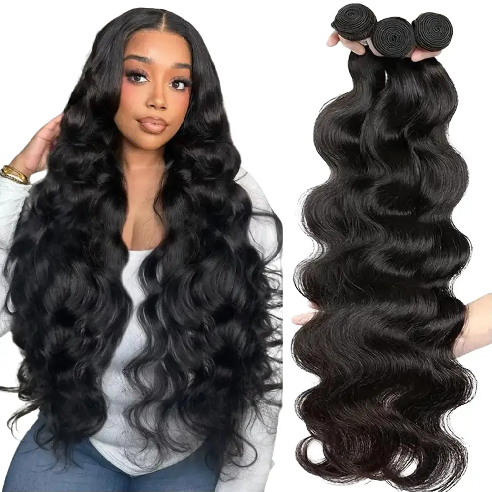 Ramiss Hair Raw Cambodian Hair Bundles Body Wave Extensions for Sew In Quick Weave Double Weft Straight Human Hair Weave For Balck Women