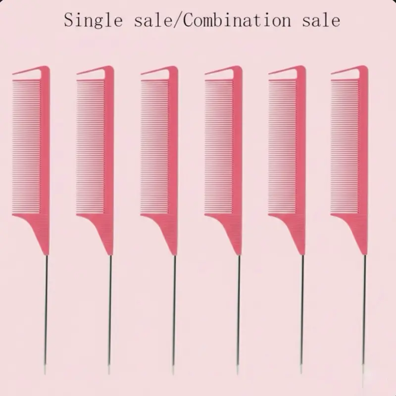 Comb Set Pink- Single Sale/Combination Sale - 6 Pieces - Perfect for Styling and Grooming - Ideal for Hair Care