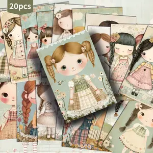 20pcs ASSTSS Vintage Cute Girl Postcards - 4x6 Inch Classic Pinup Illustrations (No Envelopes)