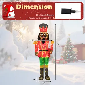 COSTWAY - Set of 2 5 FT Lighted Christmas Nutcracker with Glitter Sword