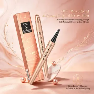 QIC #SummerVibes UCANBE Eyebrow Pen, Dual-Ended Eyebrow Pencil with 4-Fork-Tip & Gel Eyeliner for Women, Eye Brow Pen with Gel Eyeliner Pencil, Microblading Eyebrow Pencils with Hair Like Strokes, Light Brown Cosmetic Makeup