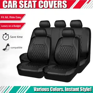 Top Choice for Family/Business Trips! 5 - Seater PU Leather Automotive Seat Covers, Car Seat Protector, Auto Seat Protectors, Universal for Trucks/Vans/SUVs, Airbag - Compatible, Anti - Spill & Scratch, Protect Car Interiors