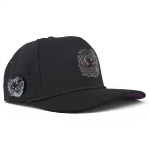 Night Stalker Golf Hat | Snapback Cap | Built-in Magnetic Ball Marker Holder + Marker Included | Adjustable | Animal Eyes Black