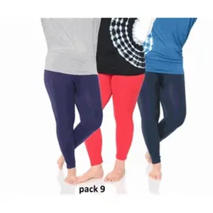 White Mark Universal Pack 9 Womens Plus Size Legging, Purple, Red & Navy - One Size - Pack of 3, Clothes, Outfits, Fabric, Bottoms