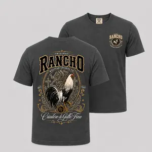 Rancho Criadero De Gallo Fino Shirt, Dark Heather Gamefowl Rooster T-Shirt, Western Ranch Graphic Tee, Mexican Rooster Gallo Fino Apparel
