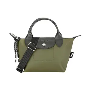 Longchamp Le Pliage Energy 17 Mini Tote Bag with Embossed Logo and Econyl Recycled Nylon Fabric for Women in Khaki