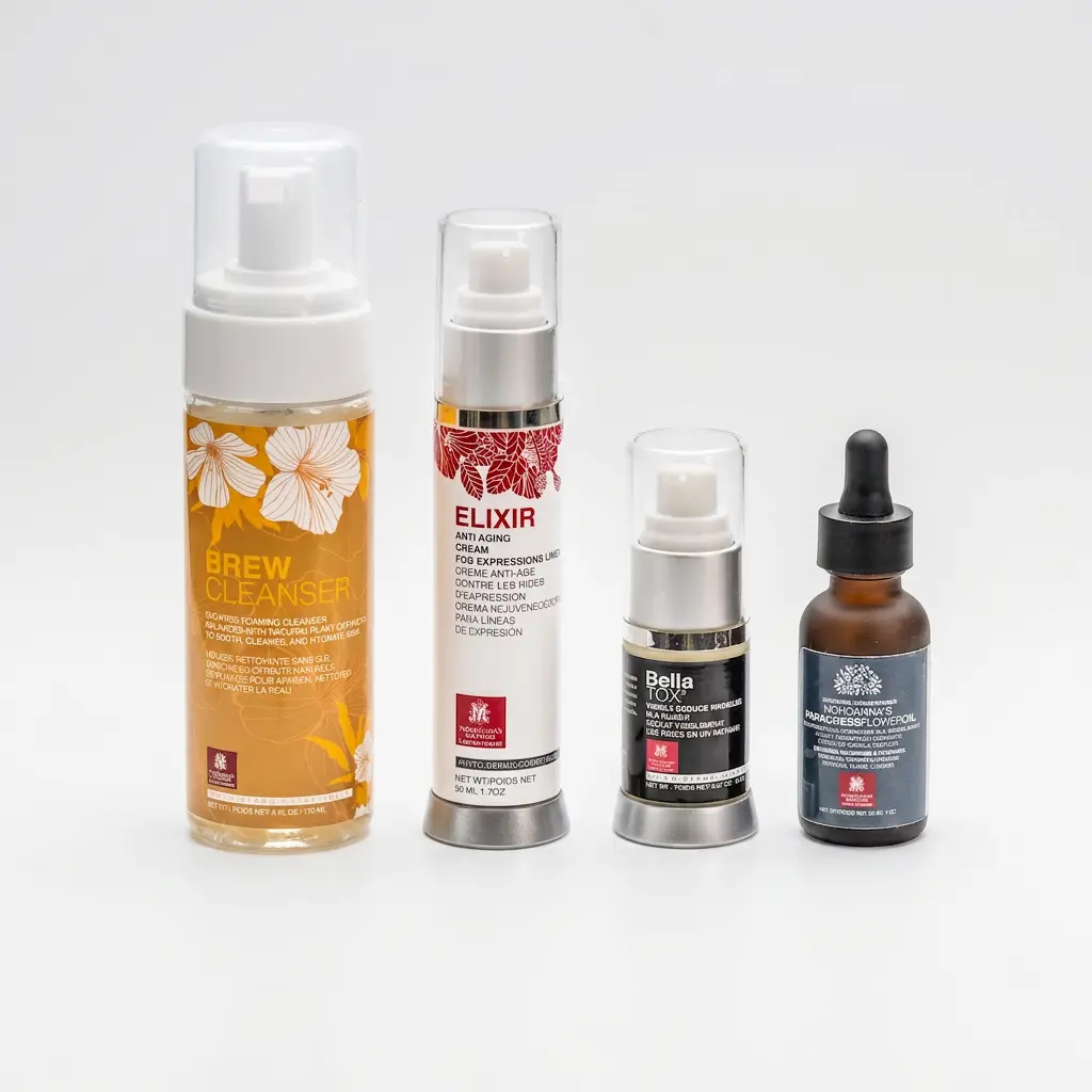 Paracress Flower Expression Lines and Wrinkles Smoothing Skincare Set for Comfort and Skin Repair Serum Aloe Hyaluronic Chamomile Cleanser Gentle Foaming Facial Cream Blend
