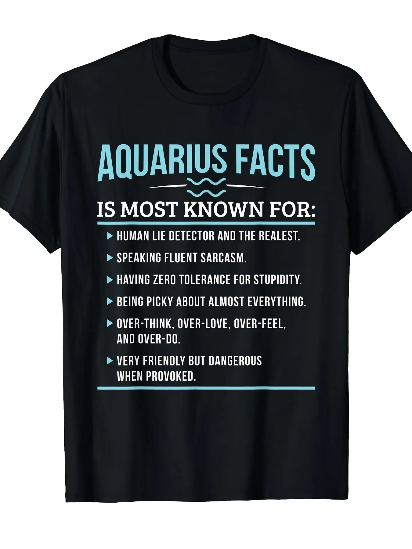 Aquarius Facts Traits Horoscope Zodiac Sign Funny unisex soft cotton short sleeve t shirt, vintage graphic casual tee for men women teens, perfect birthday holiday gift for camping travel gym daily street casual wear