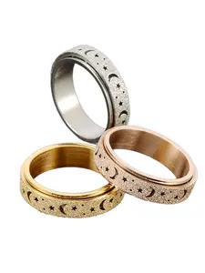 Women's Anxiety Relief Rotating Ring, Stainless Steel Stress Relief Finger Ring, Rose Gold Design, Galaxy Design, Size 5-12, Casual Style, All Seasons