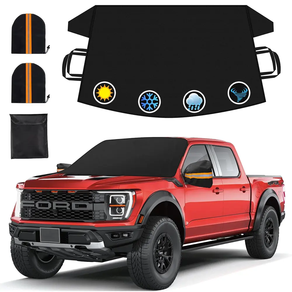 Windshield Cover for Ice and Snow | Durable 600D Oxford Fabric | Waterproof Winter Car Cover for Pickup Truck, SummerVibes，SUV & Mini Van | Essential Car Winter Accessories  (74"x43")