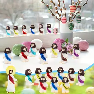 Mini Jesus Multi-Color Statue Set, Religious Christian Holiday Decoration, Religious Events, Fun Party Prop, Social Media Game Creative Church Gift