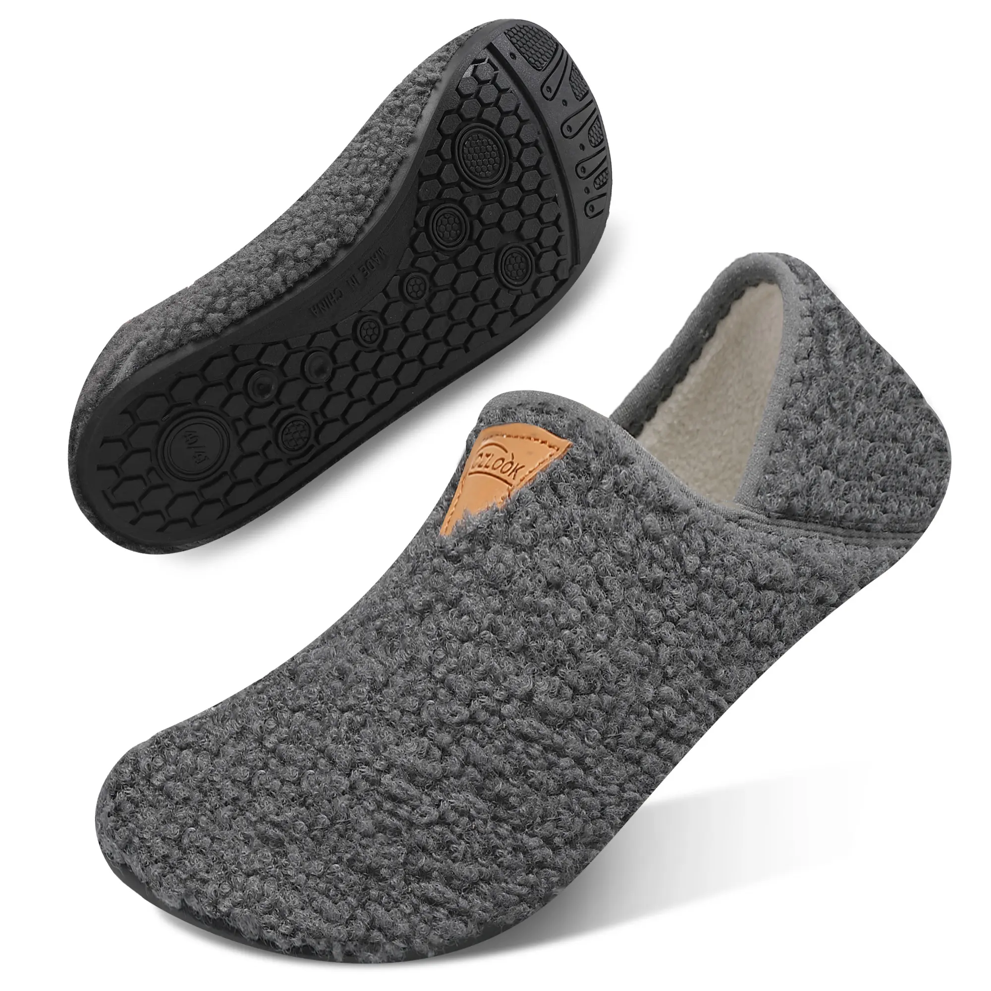 Fuzzy House Slippers for Women Men Indoor Closed Back Lightweight Cozy Faux Furry Lining Barefoot House Shoes Slipper Socks for Bedroom Home Office Yoga Outdoor Walking Shoes