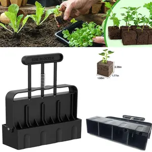 Soil Blocker for Seed Starting 4 Cell - 2 inch Soil Block Maker with Ergonomic Handle & 3 Types of Seed Pins for Garden, Outdoor