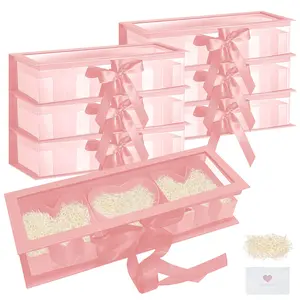 Mother's Day Gift Empty Mom Fillable Flower Gift Boxes 17.52'x5.98'x3.74' Cardboard Heart Shaped Letter Boxes with Clear Window for Mother Grandma Stepmother