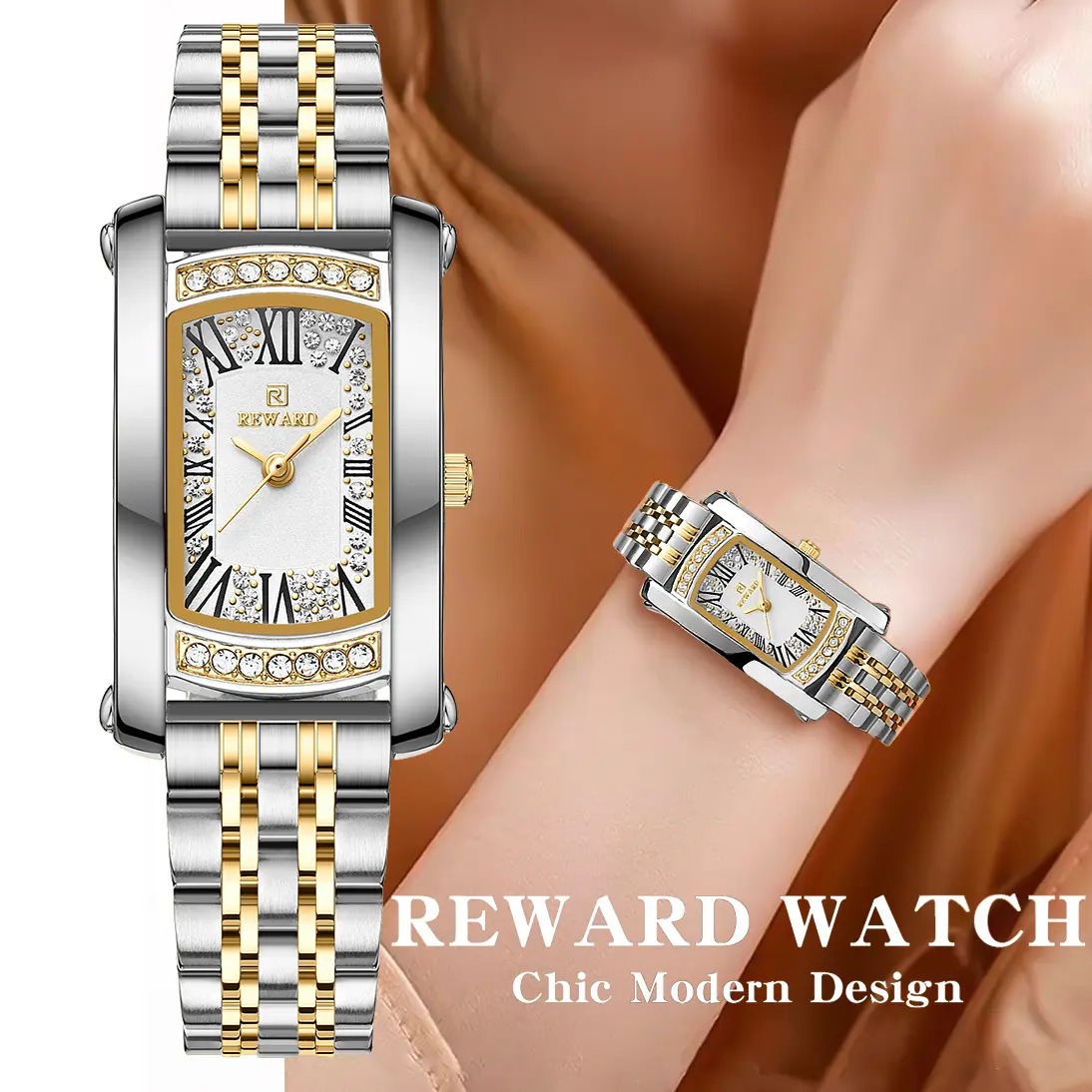 Women's Luxury Retro Bar Stainless Steel Bracelet Watch - 21x36mm Analog-Digital Gold Wristwatch for Fashion & Timekeeping