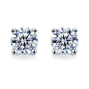 Esberry Synthetic Moissanite Stud Earrings 925 Sterling Silver For Women Gift Daily Wedding Anniversary Birthday Promise Engagement