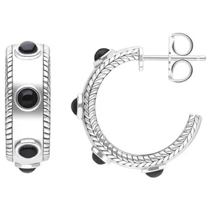 Tiffany Kay Studio Sterling Textured Gemstone Hoop Earrings