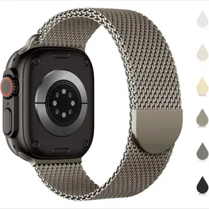 Milanese Metal Band Compatible with iWatch Ultra 2 Series 10 9 8 7 6 SE 5 4 3 2 1 42mm 44mm 45mm 46mm 49mm 38mm 40mm 41mm Stainless Steel Mesh Strap for Men Women Thick Stripe Design