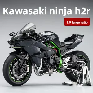 1:9 Scale Kawasaki Ninja H2R Die-Cast Motorcycle Model with Ignition Start, Throttle-Controlled Rear Wheel Drive, Synchronized Exhaust Smoke & Light/Sound Effects, High Detail Replica for Collectors & Gifts