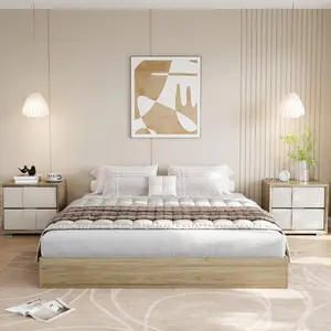 Gaomon Queen Sized Bed Frame, Solid Wood Platform Bed with Sturdy Wooden Slats Support, Floor-Standing Design, No Box Spring Needed, Easy Assembly, Golden Tan Finish