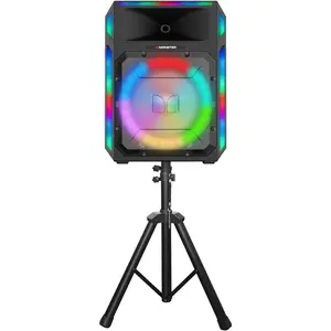 Monster X6 All-in-One Bluetooth Speaker System, Party Speaker, PA | 600W Power, 15" Sub | Beat Synced LED Lights, All Terrain Wheels, TWS Pairing, App Control | Includes Adjustable Tripod & Microphone