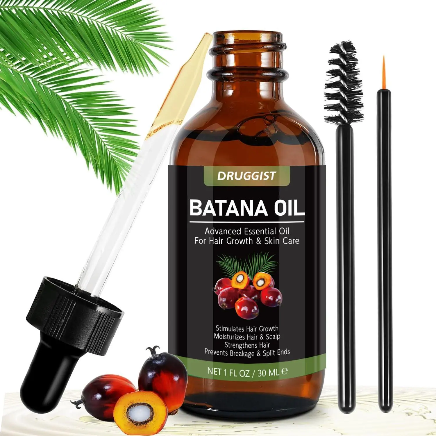 Batana Oil Hair & Scalp Moisturizer to Repair Dry Strands, Promote Thicker Hair, and Boost Eyebrow & Eyelash Growth, Haircare, Organic, Intensive, Hydrating, Strengthen Hair