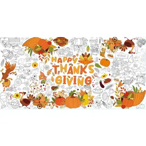 Tbsone Giant Fall Thanksgiving Coloring Tablecloth - 30x72 Inches Paper Banner for Kids - Perfect for Thanksgiving Crafts, Activities, Party Decorations & Fun Games