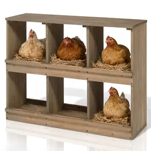Nesting Boxes for Chickens Wooden Chicken Nesting Box Laying Eggs Nest Box for Hens Ducks Gray 6 Compartments Durable Fir Wood 35.5 x 14.5 x 27 in