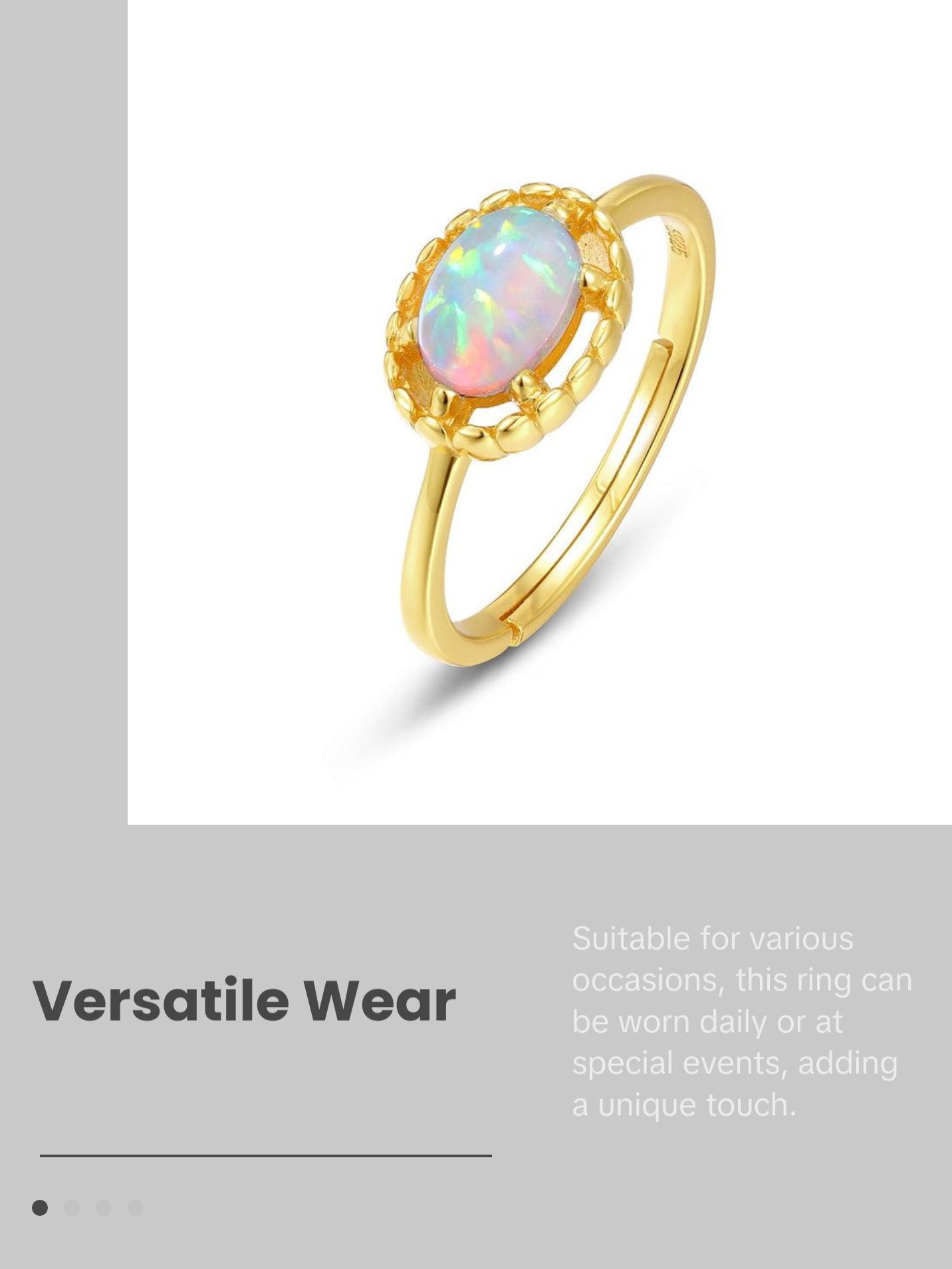 Opal Oval Cut Adjustable Ring
