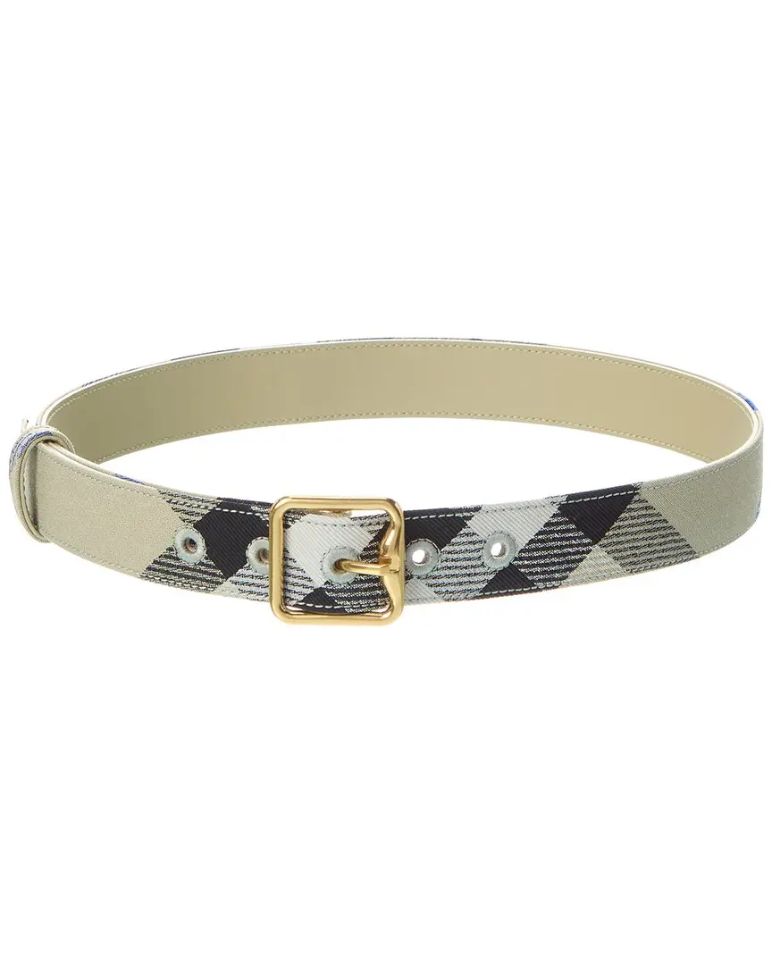 Burberry Check Canvas & Leather Belt