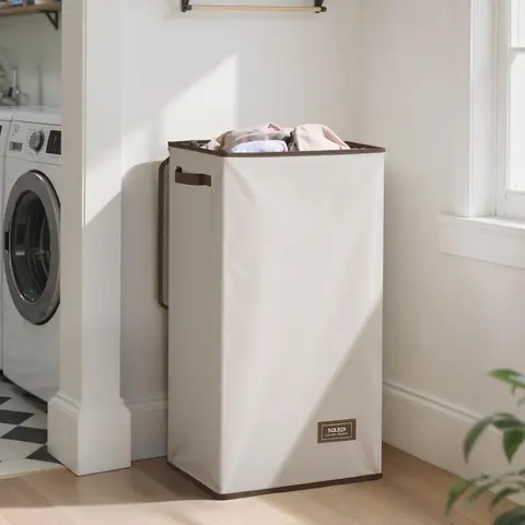 SOLEDI Classic Collapsible Laundry Hamper with Lid - 100L Large Tall Laundry Organizer, Eco-Friendly Degradable Waterproof Dustproof Clothes Bin with Removable Tear-Resist Mesh Carry Bag, Heat Resistant for 1-3 People (Bedroom, Family Life Use)