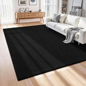 4x6 Rug for Bedroom, Soft Memory  Carpet with Upgraded Non-Slip -Grip Bottom,  Shaggy Machine Washable Rugs for Living Room  Boys Girls Dorm  Office Playroom, Black