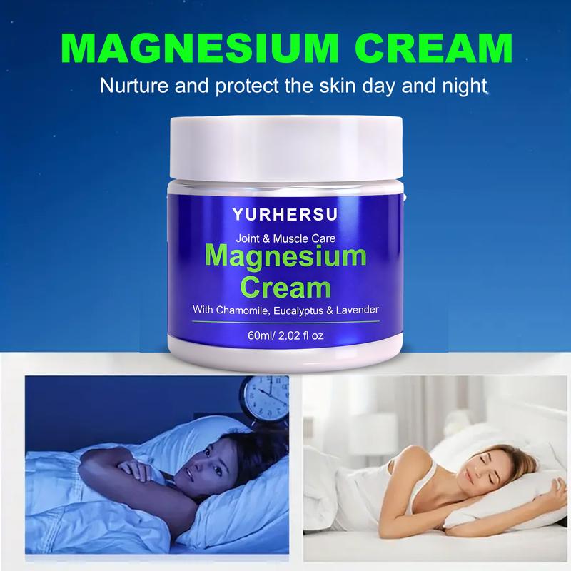 Nighttime Calming Magnesium Cream, Lavender & Grape Seed Oil, Deep Moisturizing Body Balm, Daily Massage & Hydration Care