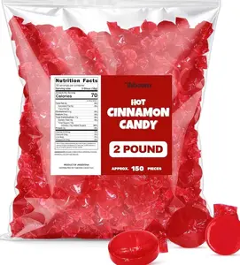 Cinnamon Hard Candy Discs 2 lbs Bulk Pack Christmas Candies - Approx. 150 Individually Wrapped Spicy Cinnamon Flavored Hard Candies for Parties, Offices & Treats