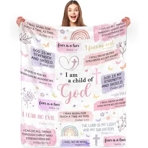 First Communion Gifts for Girls, Christian Gifts for Women, Birthday Baptism Gift for Girl Women, Religious Christian Blanket Faith Blanket 50" x 60"
