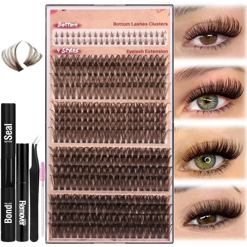 Individual False Eyelashes with Glue & Tweezers & Remover & Brush, 1 Set Natural Look Eyelash Extensions, Self Grafting Curling Fake Eyelashes, Makeup, Diy Eyelash Extensions, Lashes Extension Kit, Diy Personal Lashes, Diy Volume Eyelashes